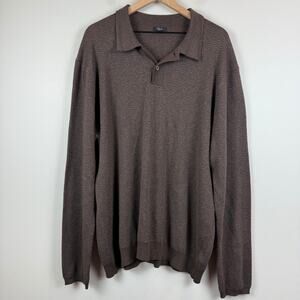 Rails Collar Sweater Mens 2XL Brown Herringbone Knit Pullover Classic Minimalist
